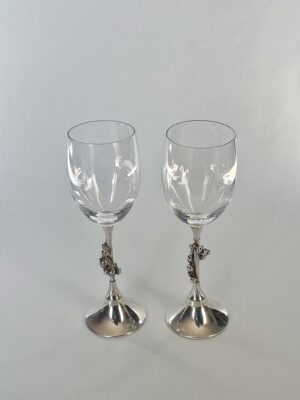 Crystal Wine Glasses – Silver-Plated Base, Voorschoten Holland